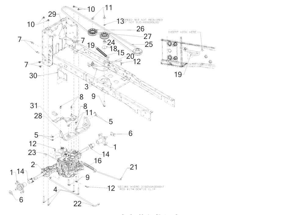 Drive Diagram and Parts List for XT1-GT50KH (14AQA3CQ056)(2017) Cub Cadet Lawn Tractor